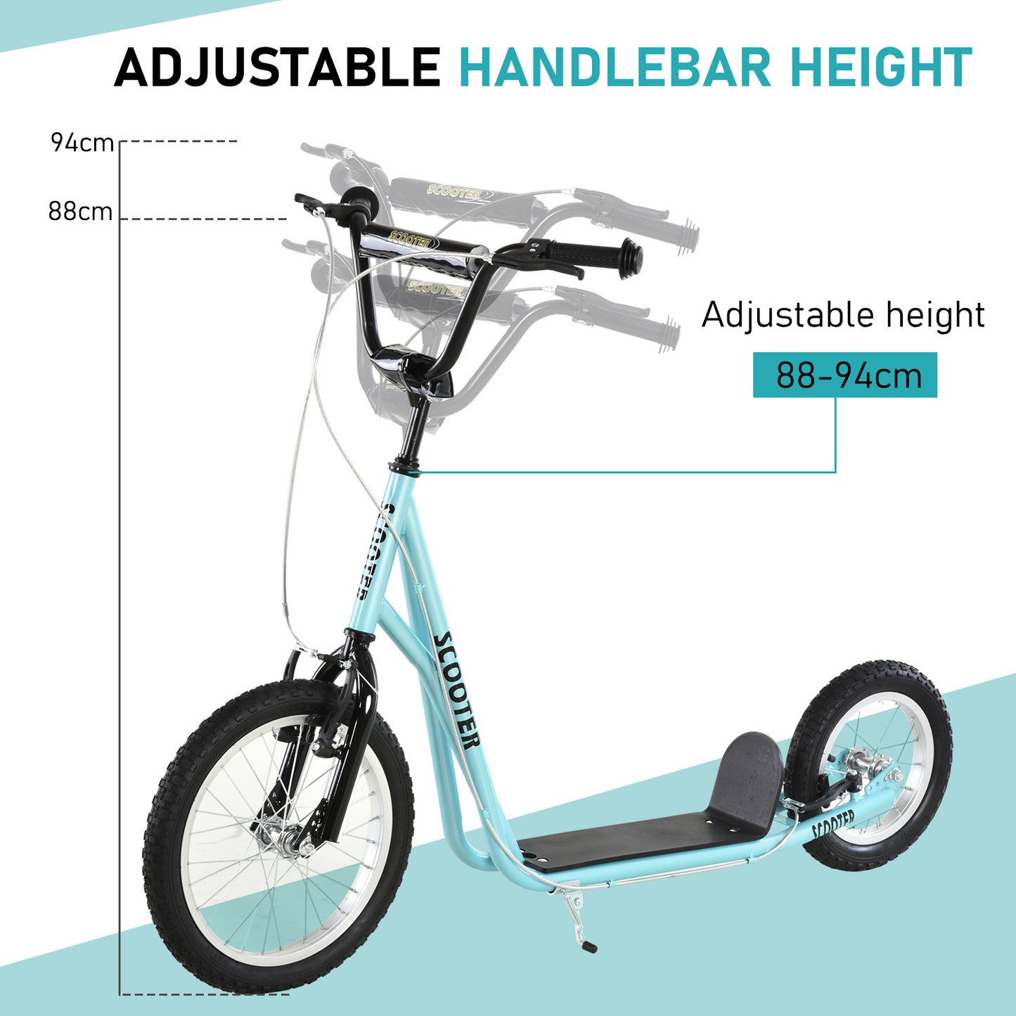 Aosom Youth Scooter, Teens Kick Scooter, Adjustable Handlebar Ride On Toy for 5+ with 16" Front and 12" Rear Dual Brakes Inflatable Wheels, Blue Car Giga GNJ Toys Walmart Giga https://www.cyberehub.com