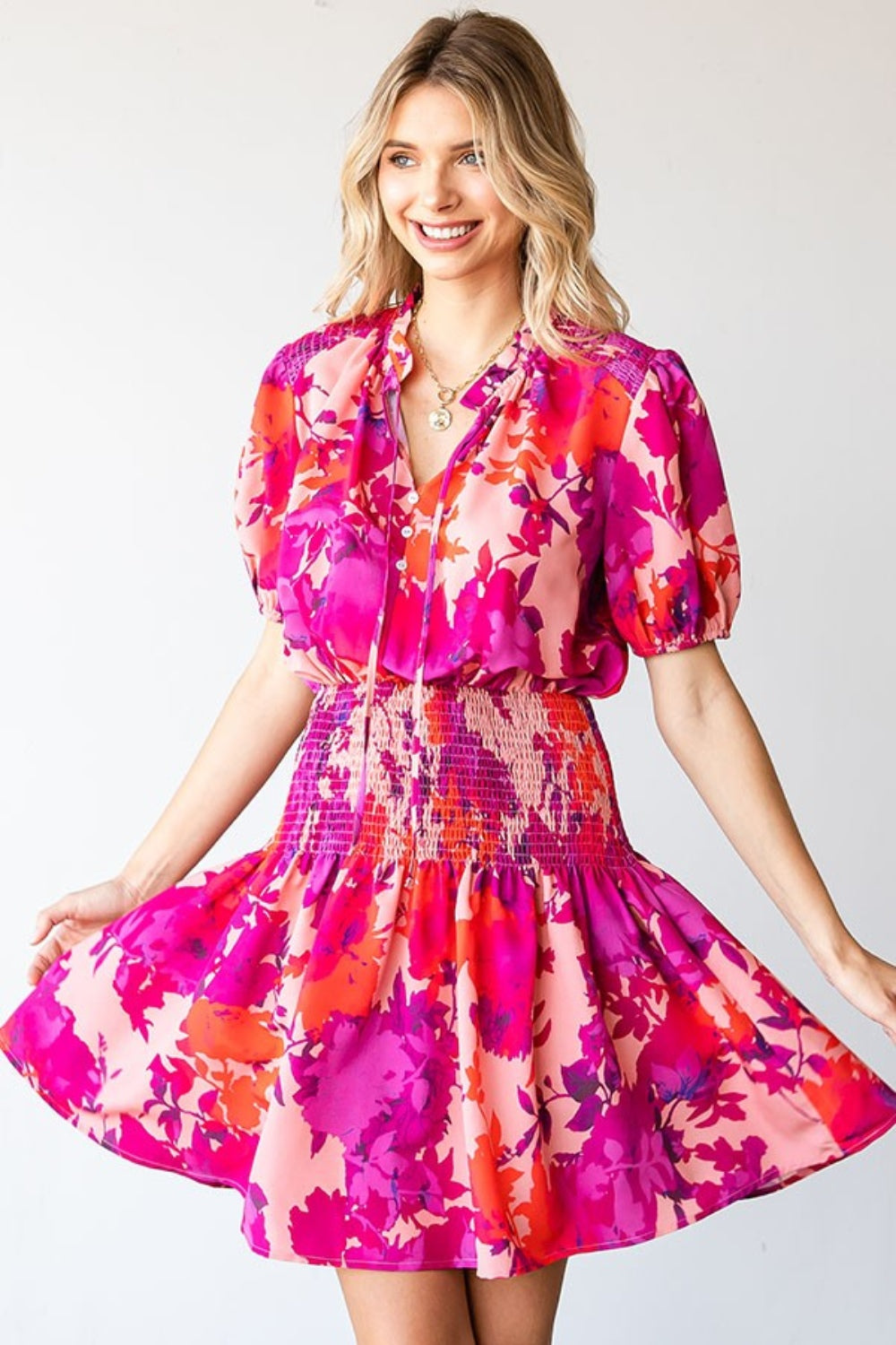 First Love Floral Short Sleeve Smocked Mini Dress Apparel/Dress Dress First Love Ship from USA TikTok Trendsi USPS Walmart Walmart Apparel Trendsi https://www.cyberehub.com