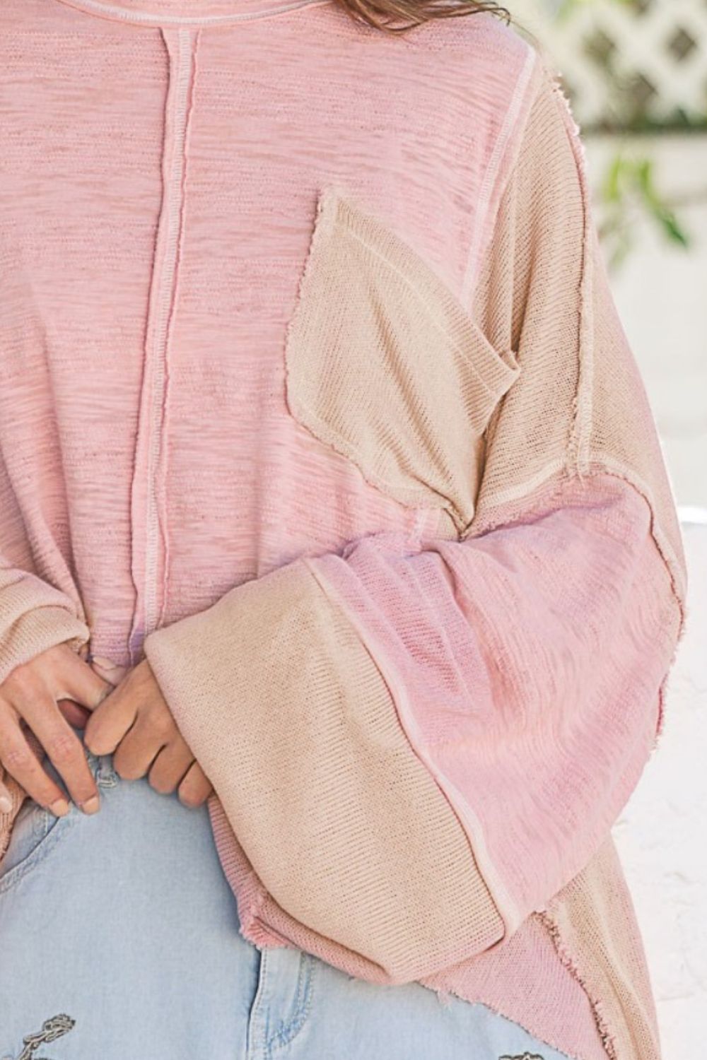 POL Round Neck Contrast Stitching High-Low Top Tops/Jackets/Sweaters Clothing Tops POL Ship from USA TikTok Trendsi USPS Walmart Trendsi https://www.cyberehub.com