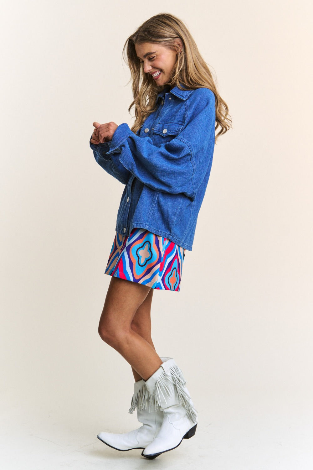 J.NNA Snap Down Long Sleeve Denim Shacket Tops/Jackets/Sweaters Clothing Tops J.NNA Ship from USA TikTok Trendsi USPS Walmart Trendsi https://www.cyberehub.com