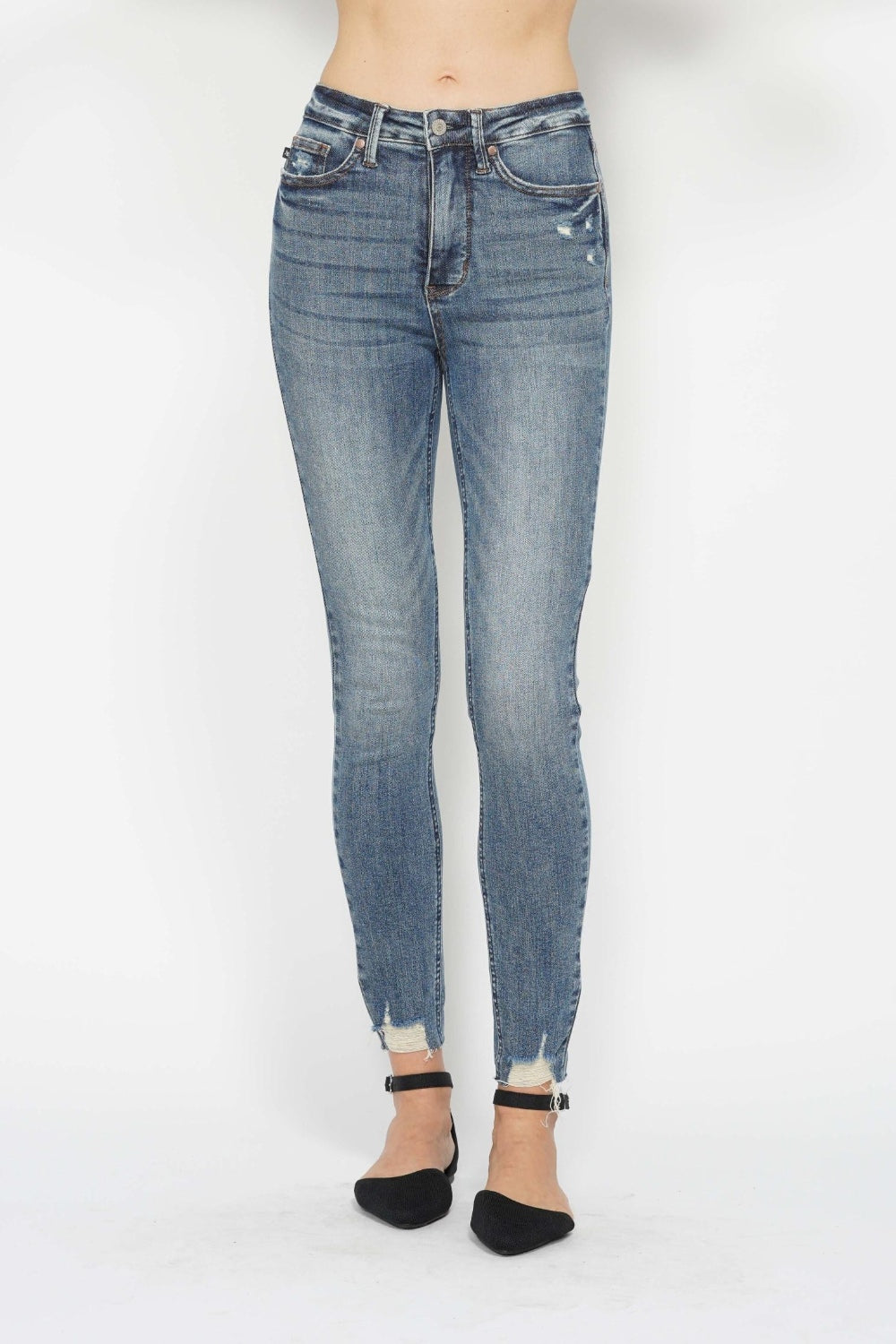 Judy Blue Full Size Tummy Control Vintage Wash Hem Destroy Skinny Jeans Bottoms Bottoms Clothing Judy Blue Ship from USA Women Trendsi https://www.cyberehub.com