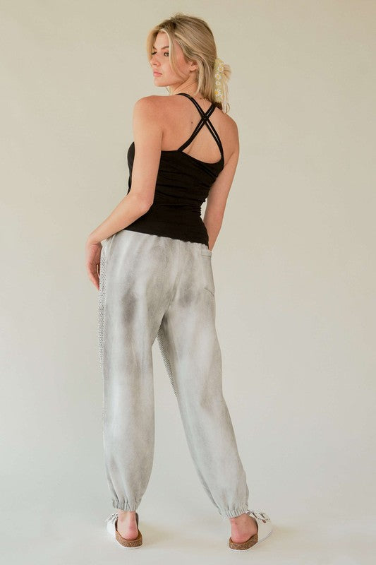 Davi & Dani Rhinestone Elastic Waist Joggers Apparel Apparel Davi & Dani Ship from USA TikTok Trendsi Trendsi https://www.cyberehub.com