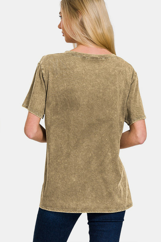 Zenana Full Size Washed Short Sleeve V-Neck T-Shirt Apparel/Tops Ship from USA TikTok Tops Trendsi USPS Walmart Walmart Apparel Zenana Trendsi https://www.cyberehub.com