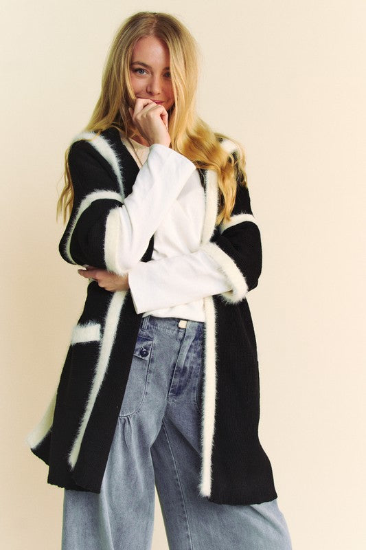 Davi & Dani Fuzzy Trim Open Front Loose Fit Cardigan Tops/Jackets/Sweaters Clothing Tops Davi & Dani Ship from USA TikTok Trendsi USPS Walmart Trendsi https://www.cyberehub.com