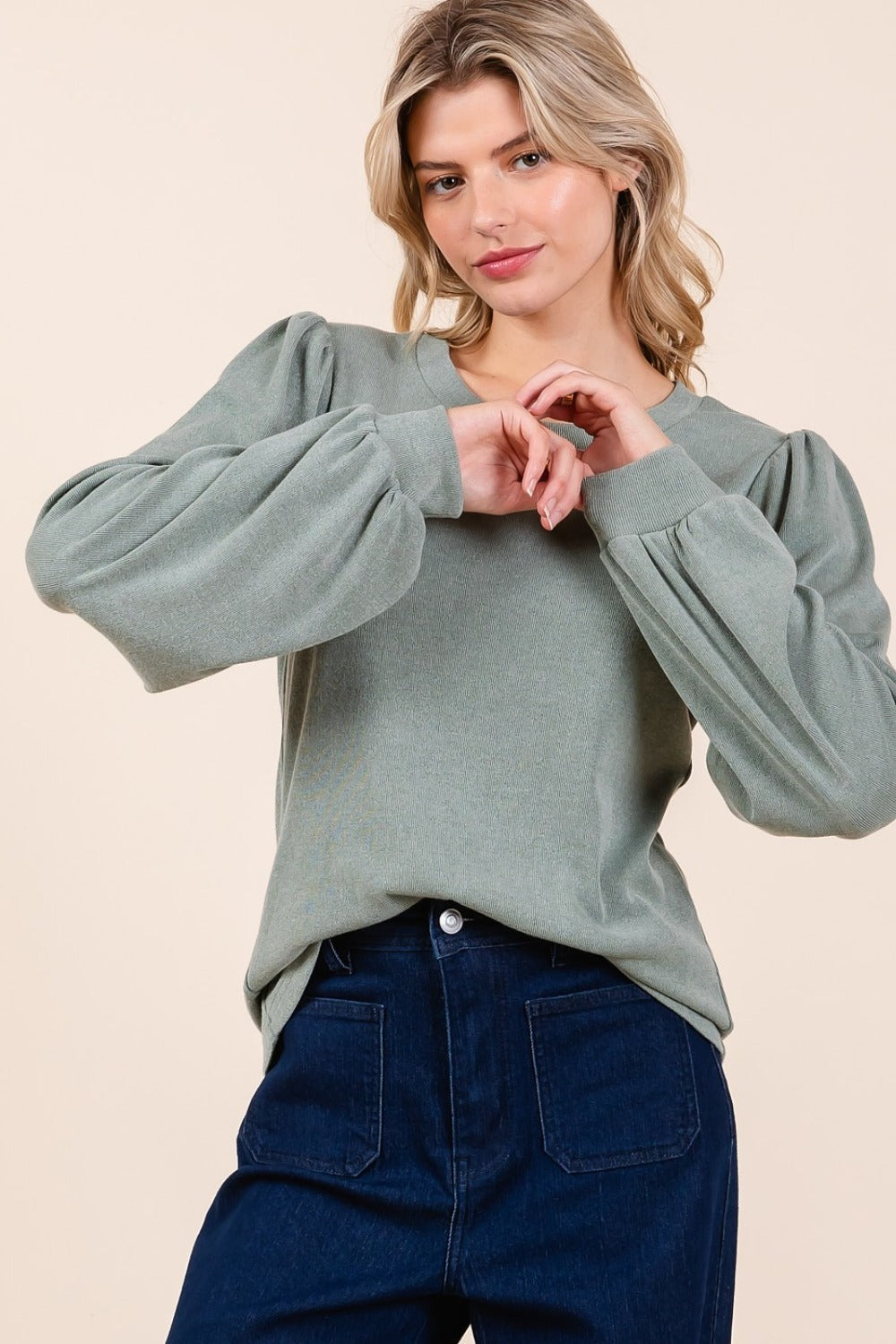 Mittoshop Round Neck Long Sleeve Rib Knit Top Shirt Apparel Clothing Tops Mittoshop Ship from USA Shirts USA Women Trendsi https://www.cyberehub.com