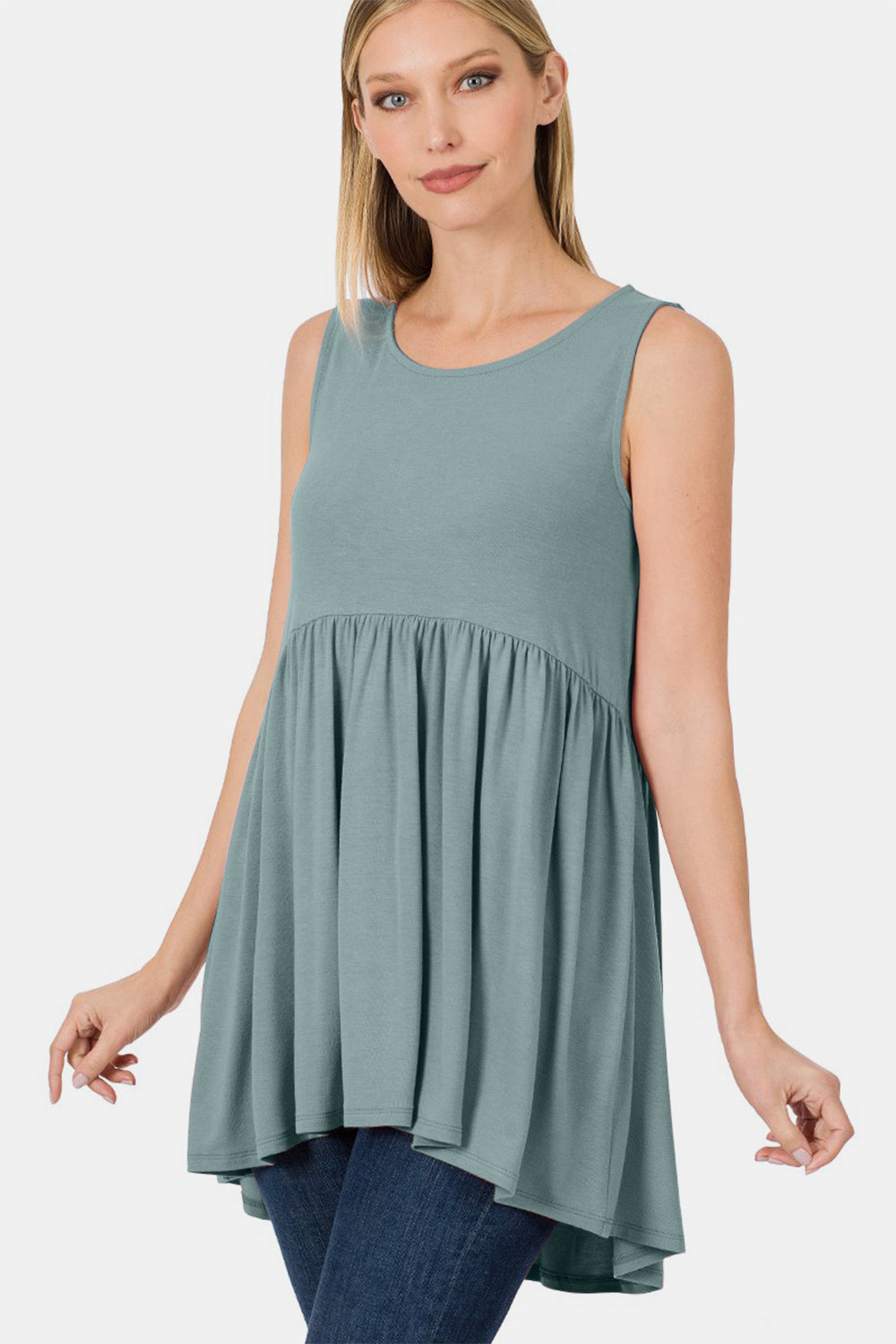 Zenana Round Neck Wide Strap Babydoll Top Apparel/Tops Ship from USA TikTok Tops Trendsi USPS Walmart Walmart Apparel Zenana Trendsi https://www.cyberehub.com