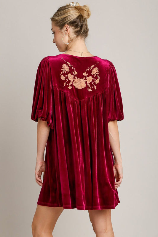 Umgee Embroidered Half Sleeve Velvet Mini Dress with Tassel Apparel Apparel Ship from USA TikTok Trendsi Umgee USA Trendsi https://www.cyberehub.com