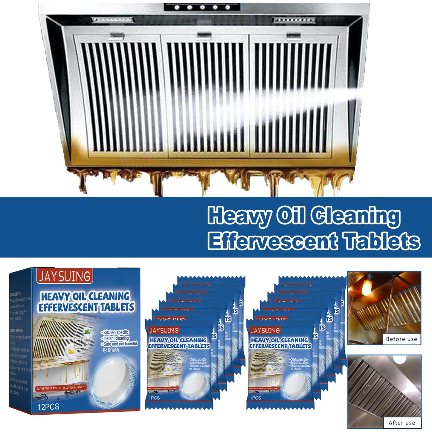 Jaysuing Kitchen Oil Stain Cleaning Tablets Heavy Oil Dirt Stain Cleaning Effervescent Tablets Kitchen Range Hood Cooktop Home Eprolo https://www.cyberehub.com