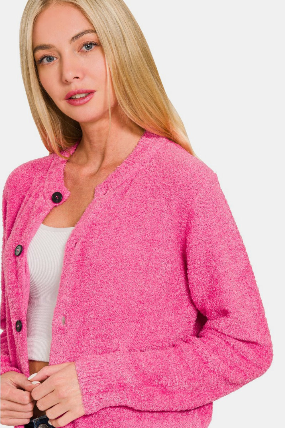 Zenana Button Down Long Sleeve Sweater Cardigan Shirt Apparel Clothing Tops Ship from USA Shirts USA Women Zenana Trendsi https://www.cyberehub.com