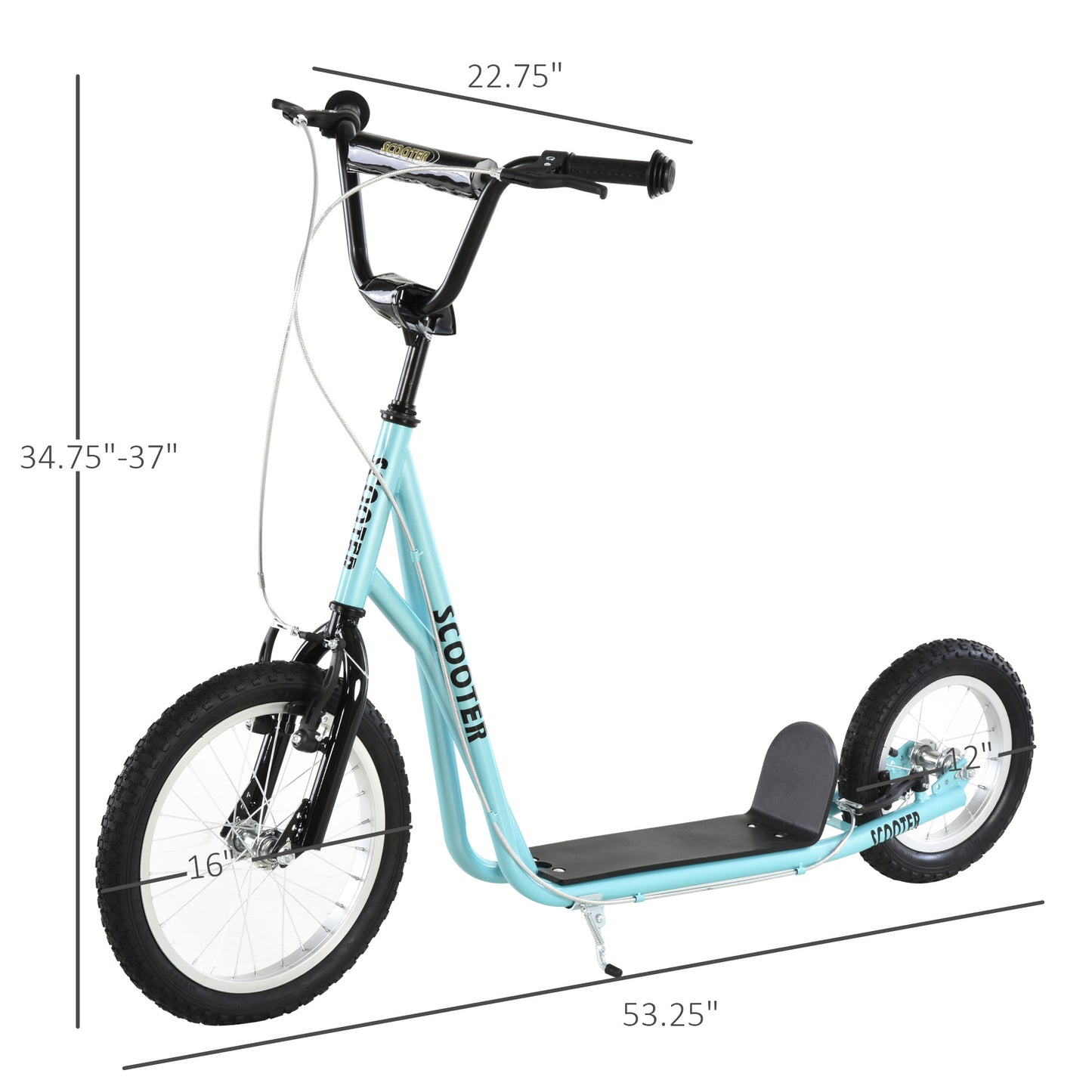 Aosom Youth Scooter, Teens Kick Scooter, Adjustable Handlebar Ride On Toy for 5+ with 16" Front and 12" Rear Dual Brakes Inflatable Wheels, Blue Car Giga GNJ Toys Walmart Giga https://www.cyberehub.com