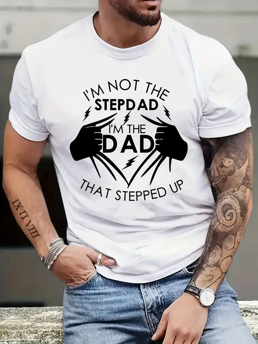 Stand Up Dad Stepfather T-shirt, Men's T-shirt, Summer, Spring, Autumn Casual Short Sleeved T-shirt, Top As Gifts Apparel/Shirt/Graphic Shirt SNULLO https://www.cyberehub.com