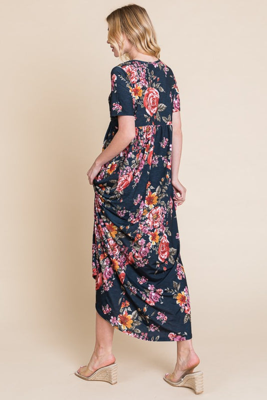 BOMBOM Floral Short Sleeve Maxi Dress Apparel/Dress BOMBOM Dress Ship from USA TikTok Trendsi USPS Walmart Walmart Apparel Trendsi https://www.cyberehub.com
