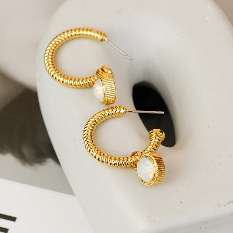Rope Cat's Eye Stone C-Hoop Earrings Hoop Earrings Earring H.C Jewelry Ship from USA Walmart Trendsi https://www.cyberehub.com