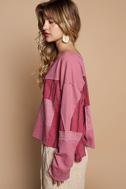 POL Half Button Color Block Drop Shoulder Knit Top Tops/Jackets/Sweaters Clothing Tops POL Ship from USA TikTok Trendsi USPS Walmart Trendsi https://www.cyberehub.com