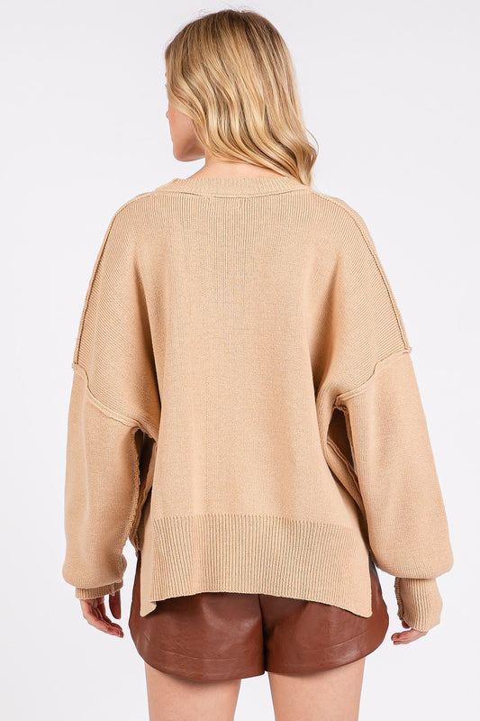 Mittoshop Side Slit Round Neck Drop Shoulder Sweater Apparel Apparel Mittoshop Ship from USA TikTok Trendsi Trendsi https://www.cyberehub.com