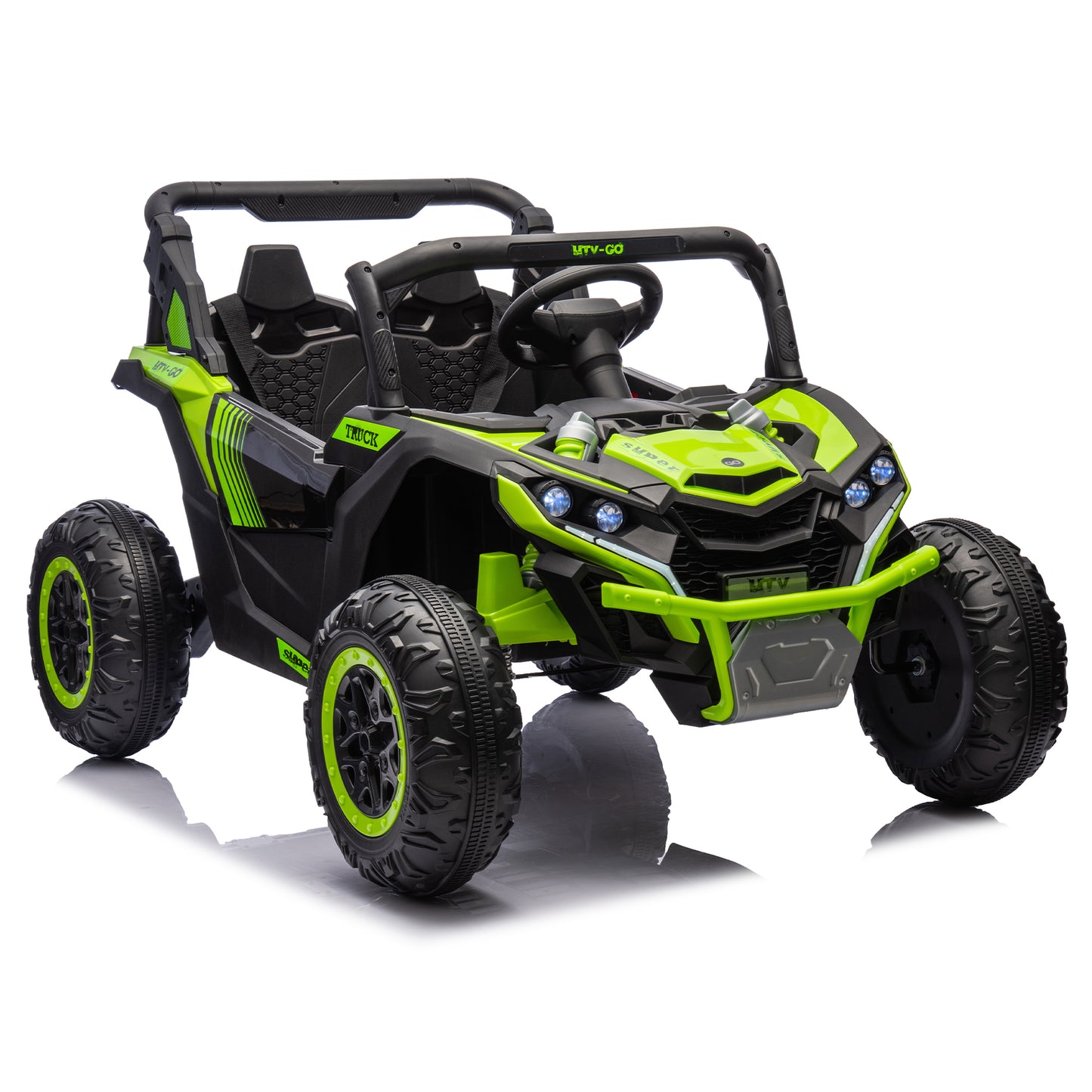 24V Two-Seater Kids Ride On UTV W/Parents Remote Control,Four-Wheel Suspension,Slow Start,Large wheel design,Anti-collision bar,Storage space,Music,USB,Bluetooth,Volume control,LED lights for Kids 3+. Giga Kids Toys Giga https://www.cyberehub.com