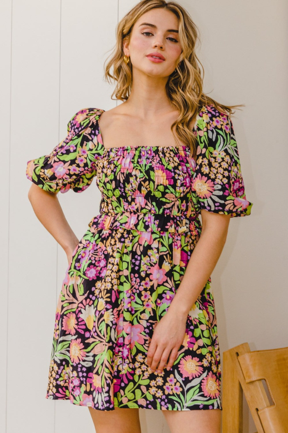 ODDI Full Size Floral Tie-Back Mini Dress Apparel/Dress Dress ODDI Ship from USA TikTok Trendsi USPS Walmart Walmart Apparel Trendsi https://www.cyberehub.com