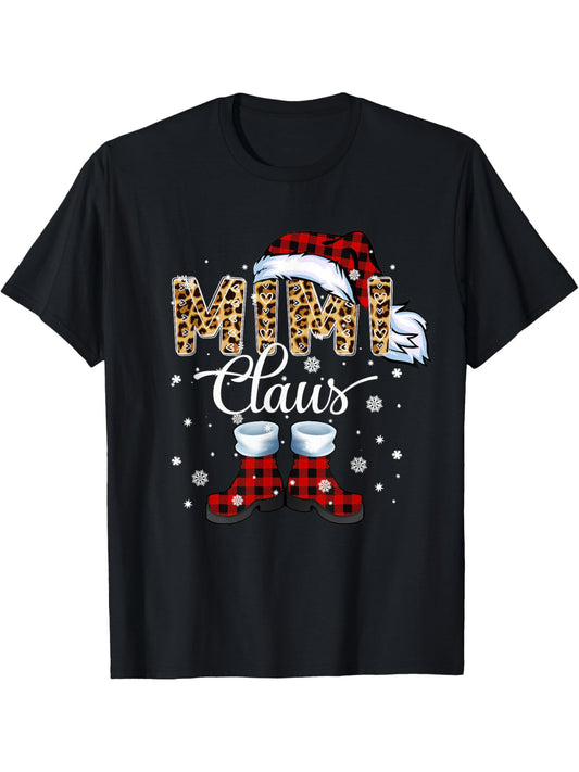 Christmas Mimi Klaus Leopard Print Water Buffalo Plaid Pajamas Christmas Men's T-shirt With Personalized Printed Pattern, Casual Round Neck Short Sleeved Shirt Apparel/Shirt/Graphic Shirt SNULLO https://www.cyberehub.com