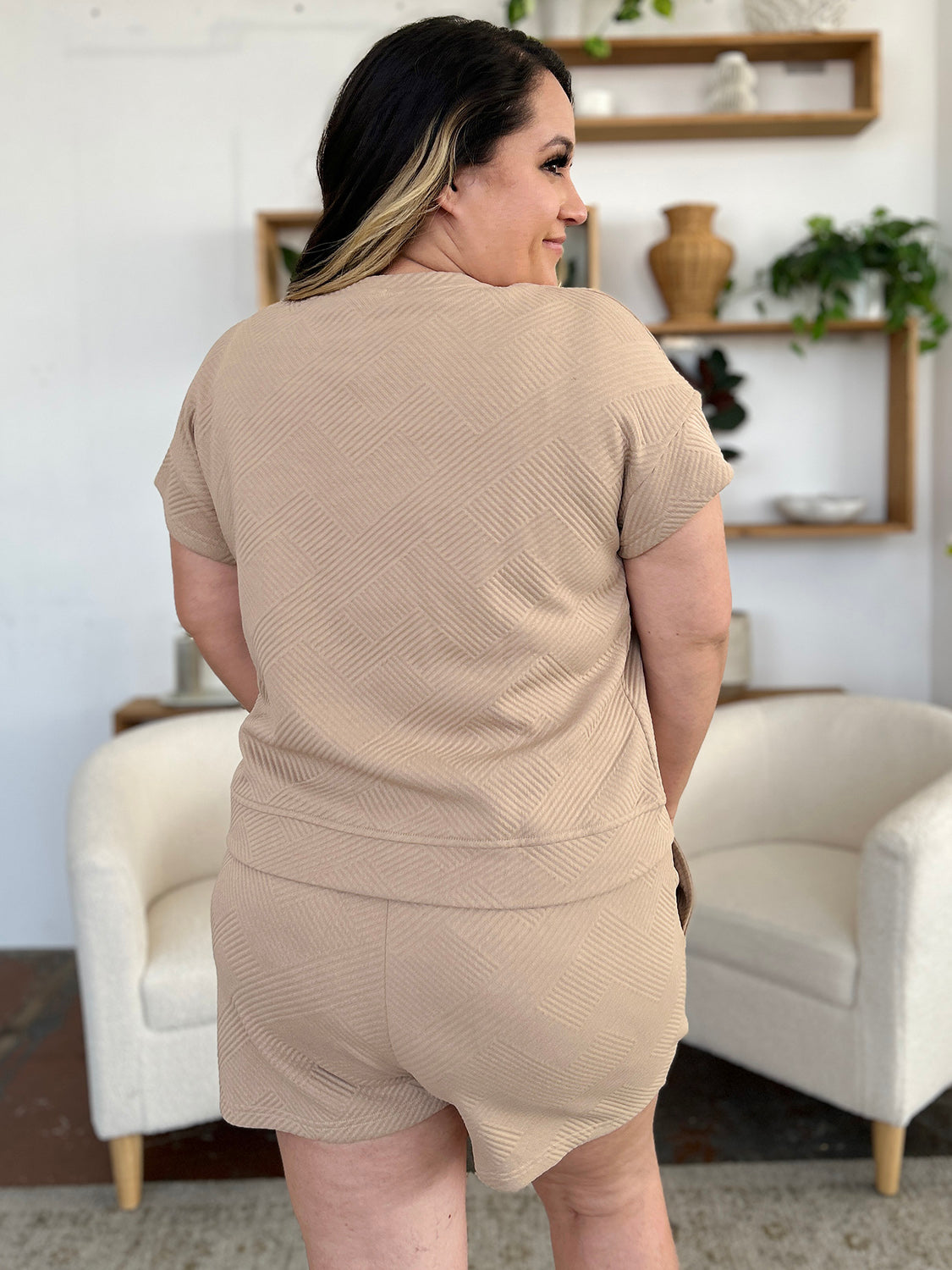 Double Take Full Size Texture Short Sleeve T-Shirt and Drawstring Shorts Set Apparel/Tops Double Take Ship from USA TikTok Tops Trendsi USPS Walmart Walmart Apparel Trendsi https://www.cyberehub.com