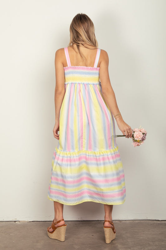 VERY J Striped Woven Smocked Midi Cami Dress Apparel/Dress Dress Ship from USA TikTok Trendsi USPS VERY J Walmart Walmart Apparel Trendsi https://www.cyberehub.com