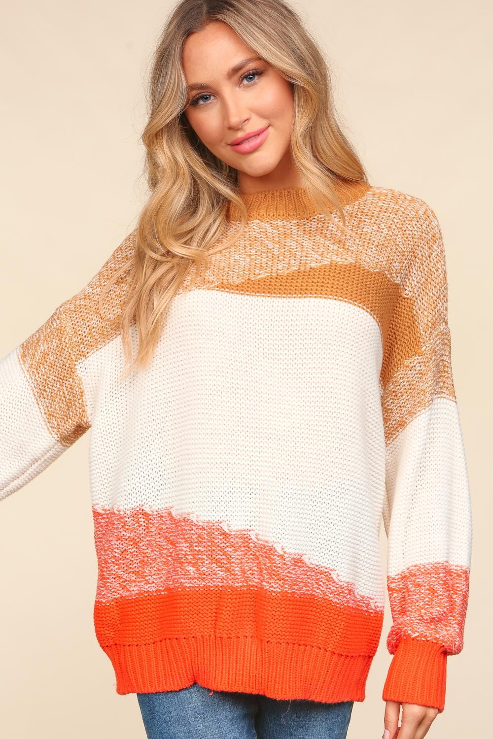 Haptics Color Block Long Sleeve Sweater Shirt Apparel Clothing Tops Haptics Ship from USA Shirts USA Women Trendsi https://www.cyberehub.com