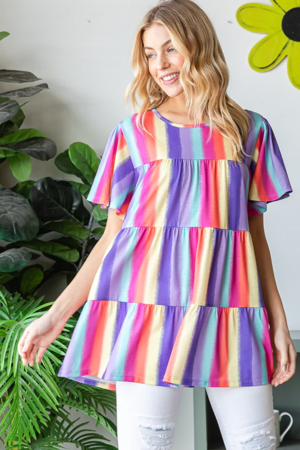 Heimish Full Size Short Sleeve Striped Tiered Top Apparel/Tops Heimish Ship from USA TikTok Tops Trendsi USPS Walmart Walmart Apparel Trendsi https://www.cyberehub.com