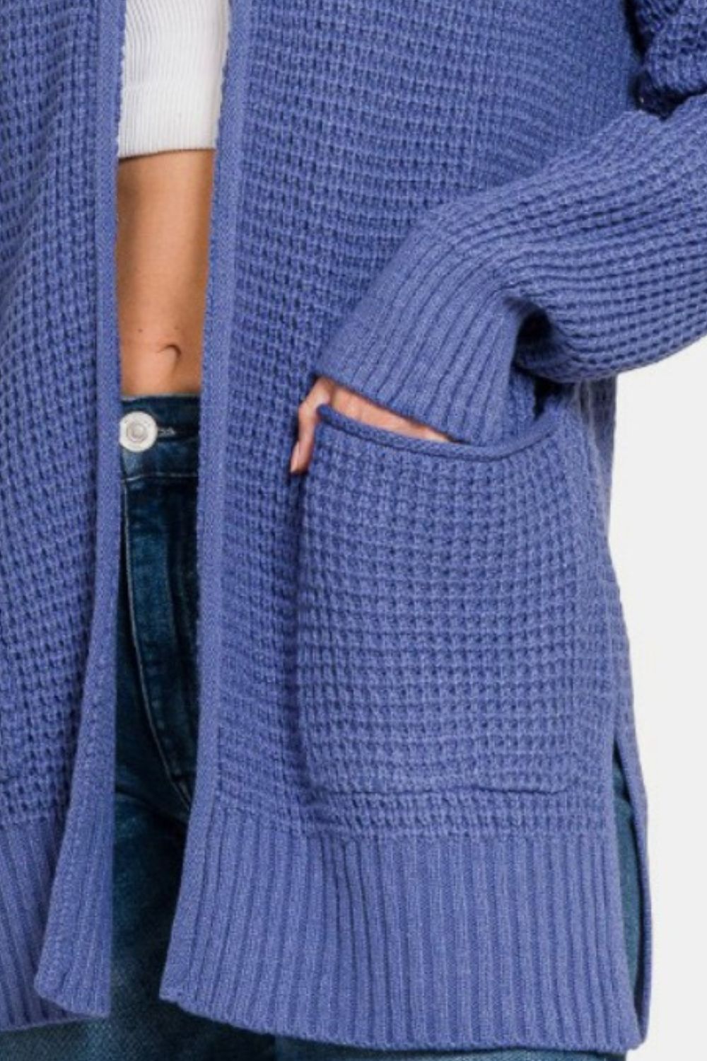 Zenana Waffle Open Front Sweater Cardigan Shirt Apparel Clothing Tops Ship from USA Shirts USA Women Zenana Trendsi https://www.cyberehub.com