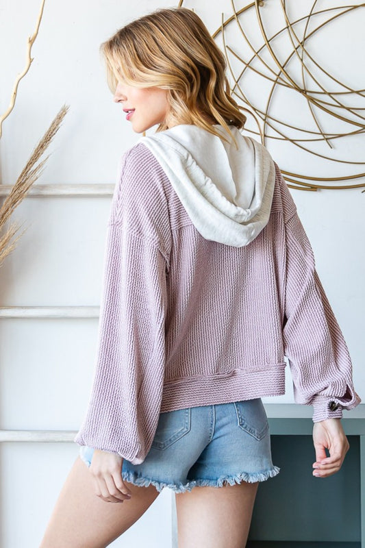 Reborn J Contrast Hooded Button Down Ribbed Jacket Tops/Jackets/Sweaters Clothing Tops Reborn J Ship from USA TikTok Trendsi USPS Walmart Trendsi https://www.cyberehub.com