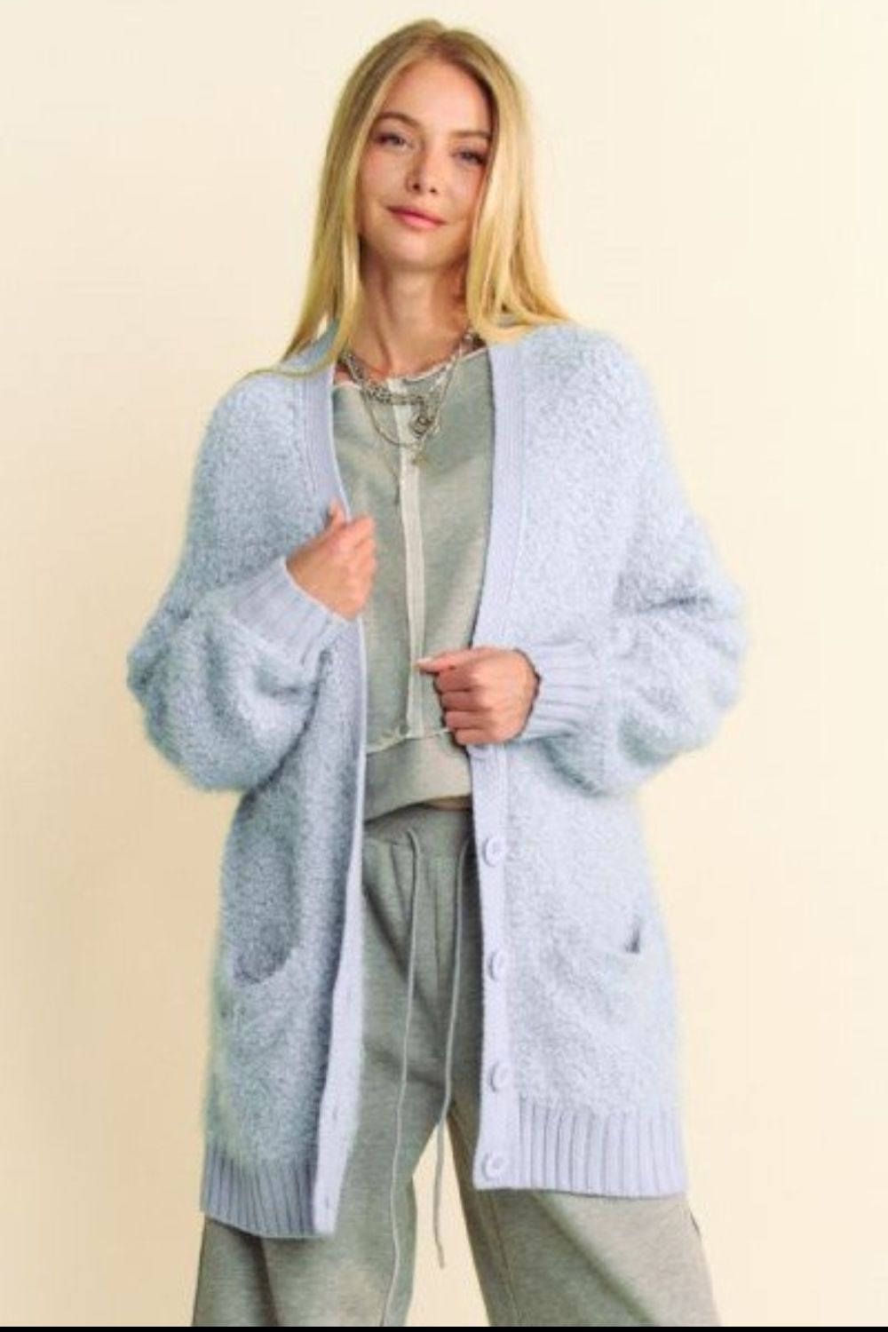 Davi & Dani Ribbed Hem Button Up Long Sleeve Cardigan Tops/Jackets/Sweaters Clothing Tops Davi & Dani Ship from USA TikTok Trendsi USPS Walmart Trendsi https://www.cyberehub.com
