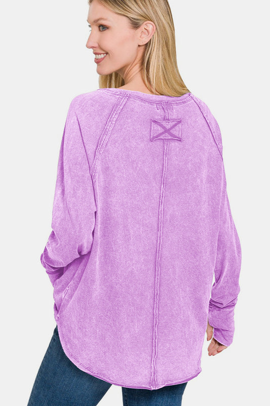 Zenana Round Neck Thumbhole Long Sleeve T-Shirt Apparel/Tops Ship from USA TikTok Tops Trendsi USPS Walmart Walmart Apparel Zenana Trendsi https://www.cyberehub.com