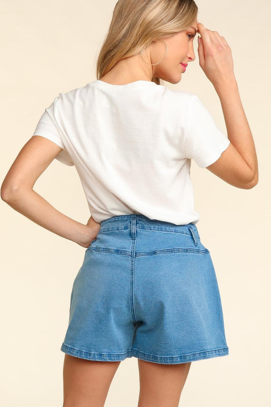 Haptics High Rise Button Fly Washed Denim Shorts Bottoms Bottoms Clothing Haptics Ship from USA Women Trendsi https://www.cyberehub.com