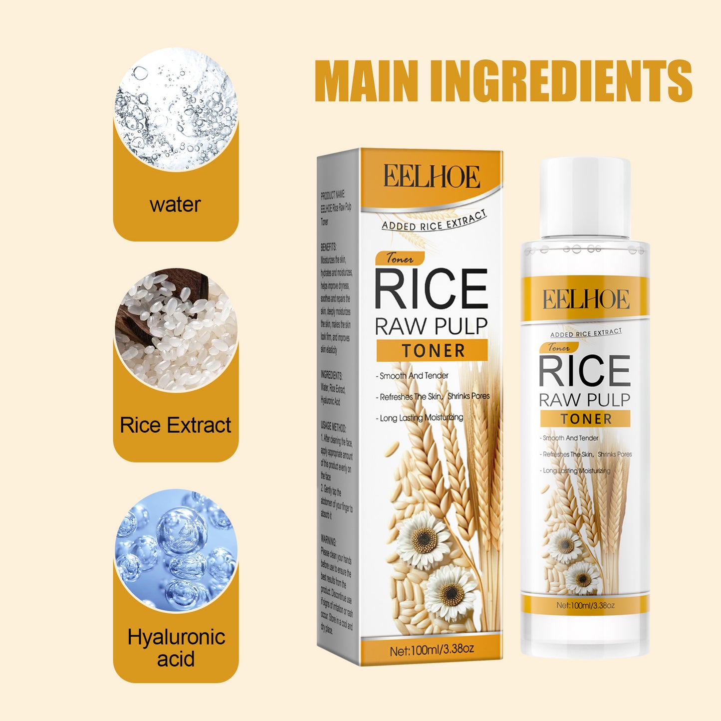 Rice Raw Pulp Toner, Moist Firming Shine Bright Skin Contractive Pore Skin Care Water Health Eprolo https://www.cyberehub.com