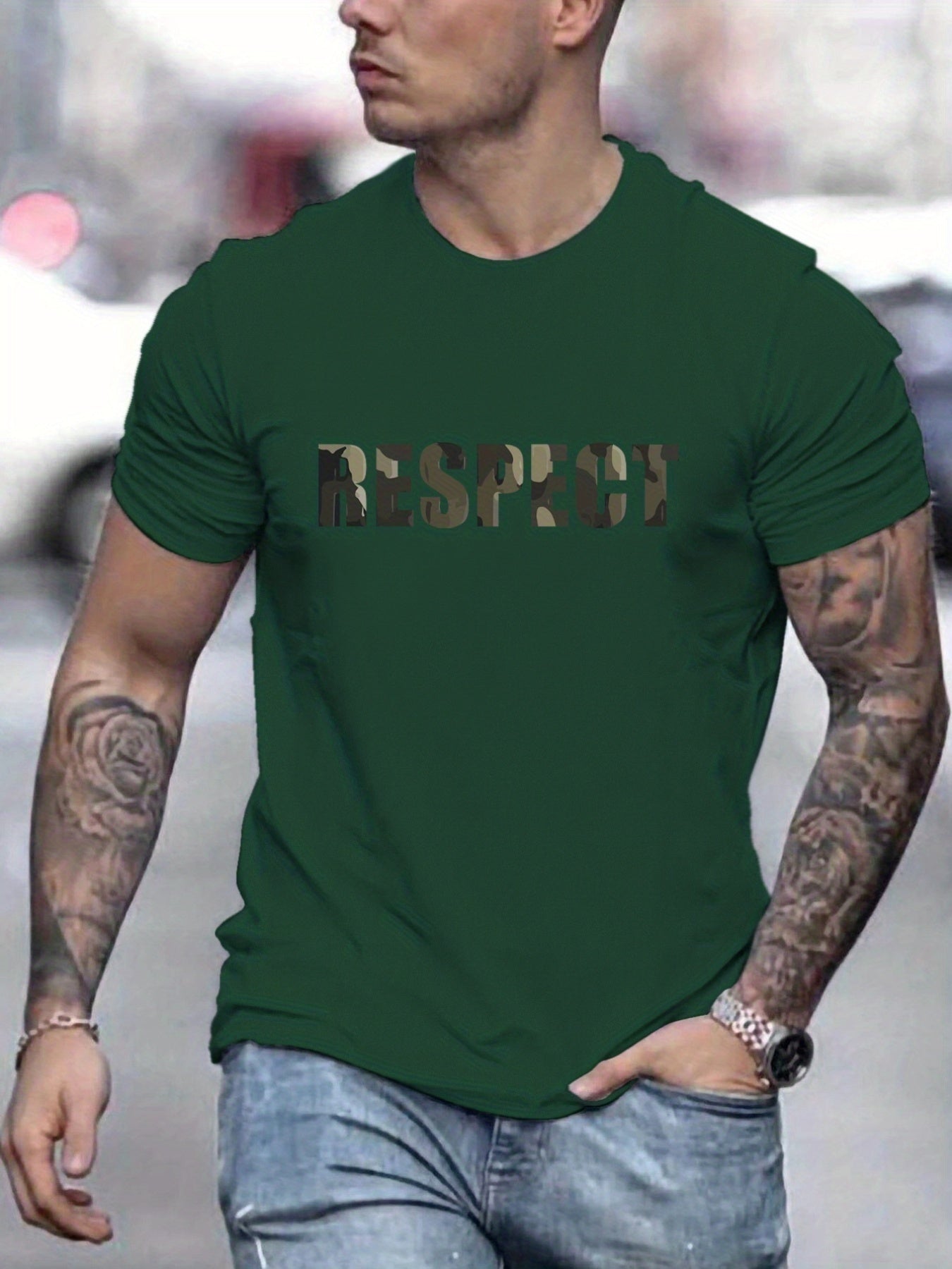 Letter RESPECT Pattern Printed Men's T-shirt, Patterned T-shirt Men's Summer Clothing, Men's Clothing Apparel/Shirt/Graphic Shirt SNULLO https://www.cyberehub.com