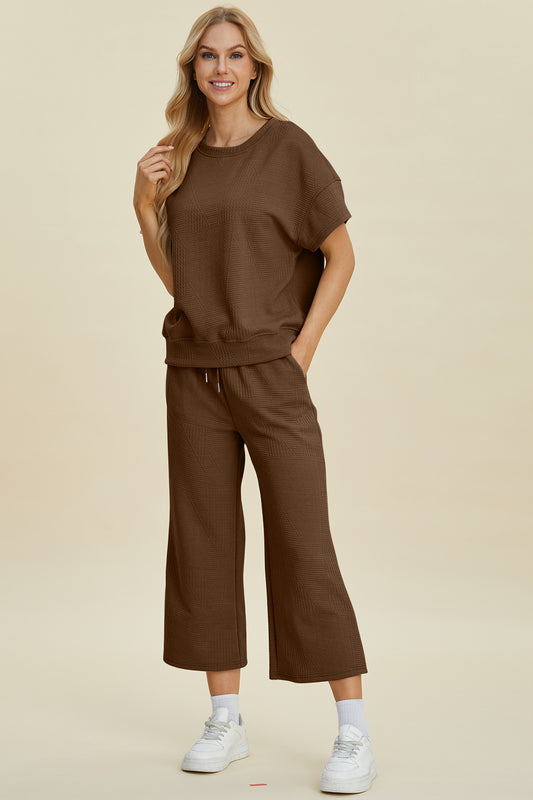 Double Take Full Size Texture Round Neck Top and Pants Set Tops/Jackets/Sweaters Clothing Tops Double Take Ship from USA TikTok Trendsi USPS Walmart Trendsi https://www.cyberehub.com