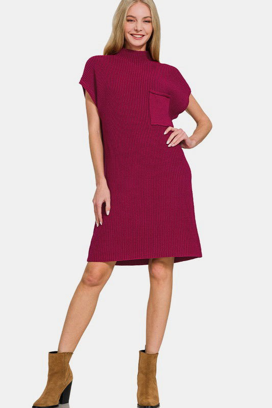Zenana Mock Neck Short Sleeve Sweater Dress Apparel Apparel Ship from USA TikTok Trendsi Zenana Trendsi https://www.cyberehub.com