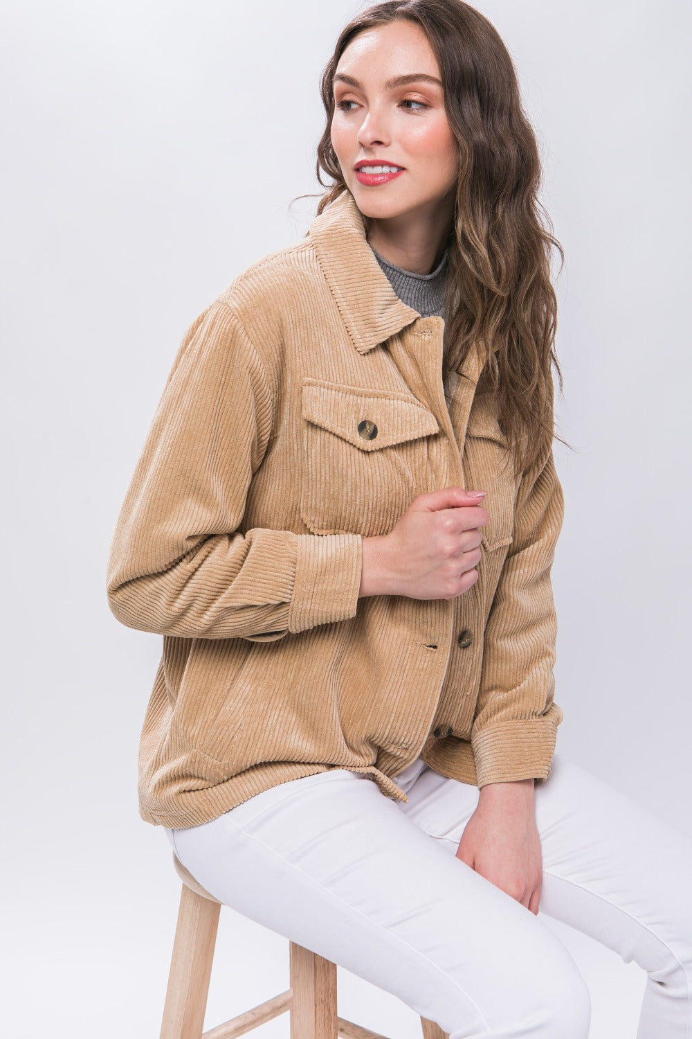 Love Tree Corduroy Button Up Jacket with Sherpa Inside Tops/Jackets/Sweaters Clothing Tops LOVE TREE Ship from USA TikTok Trendsi USPS Walmart Trendsi https://www.cyberehub.com