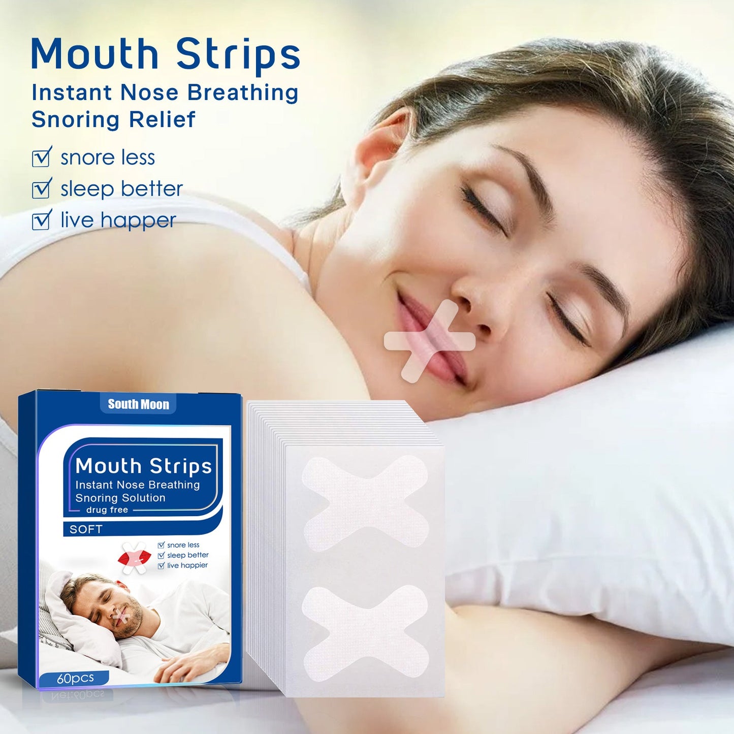 South Moon Anti-Snoring Patch, Closed Mouth Patch For Adults Stop Snoring At Night Patch For Breathing To Prevent Snoring When You Sleep With Your Mouth Open Health & Beauty Health & Beauty Under 10 UniversalMaax https://www.cyberehub.com