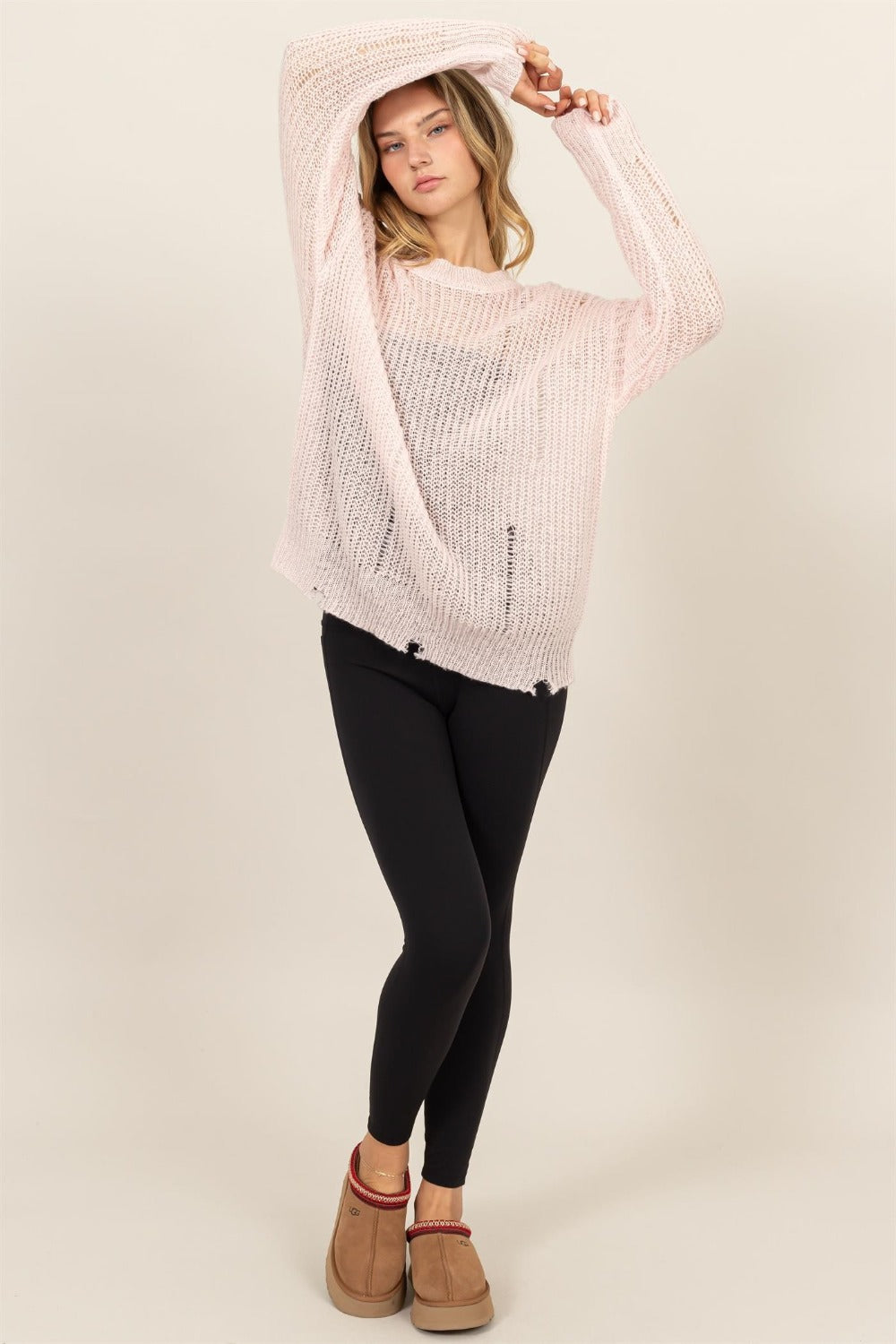 HYFVE Distressed Long Sleeve Knit Top Shirt Apparel Clothing Tops HYFVE Ship from USA Shirts USA Women Trendsi https://www.cyberehub.com