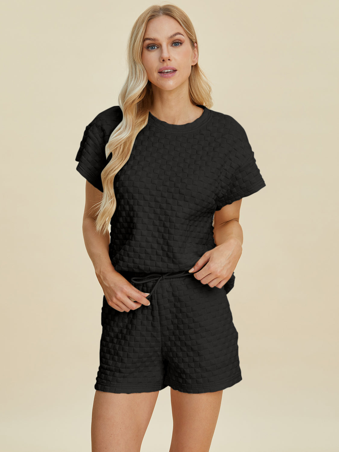 Double Take Full Size Texture T-Shirt and Shorts Set Tops/Jackets/Sweaters Clothing Tops Double Take Ship from USA TikTok Trendsi USPS Walmart Trendsi https://www.cyberehub.com