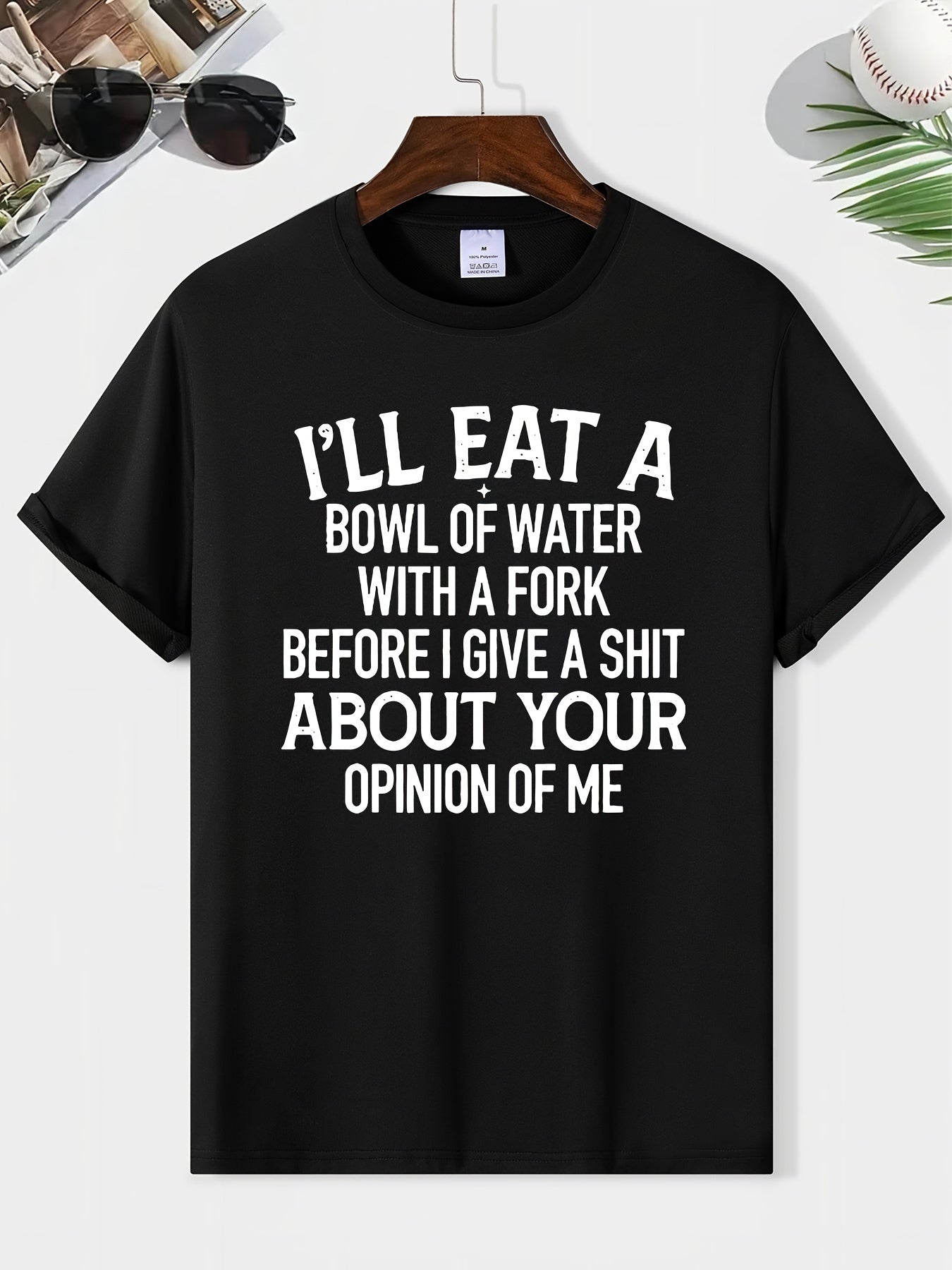 I Will Have A Bowl Of Water Printed Men's Round Neck Fashionable Short Sleeved Sports T-shirt, Comfortable And Versatile, Suitable For Summer And Spring, Sports Style, Comfortable Fit T-shirt, As A Gi Apparel/Shirt/Graphic Shirt SNULLO https://www.cyberehub.com