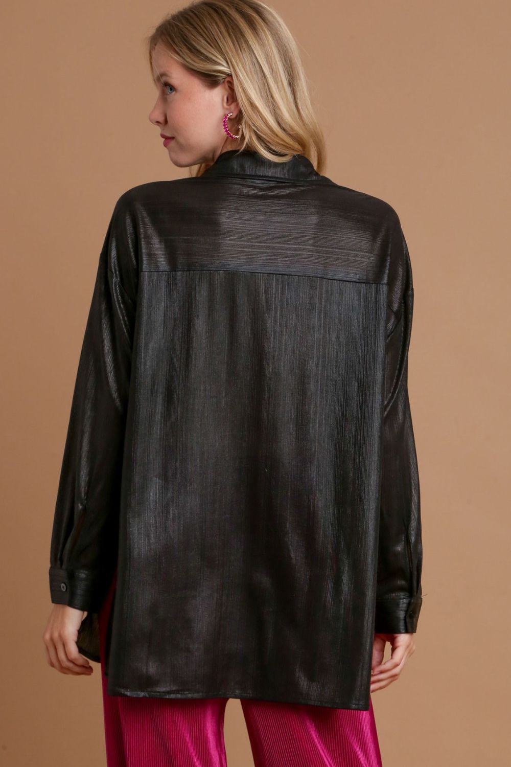 Umgee Side Slit Button Up Long Sleeve Shirt Apparel/Tops Ship from USA TikTok Tops Trendsi Umgee USA USPS Walmart Walmart Apparel Trendsi https://www.cyberehub.com