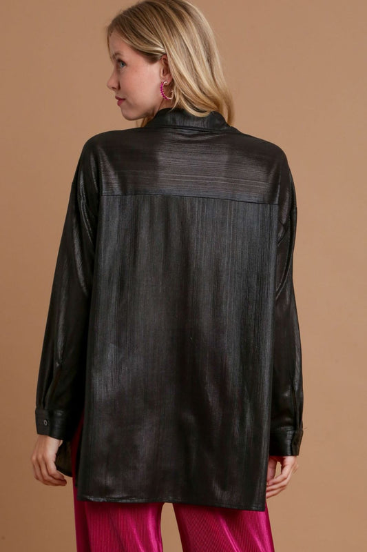 Umgee Side Slit Button Up Long Sleeve Shirt Apparel/Tops Ship from USA TikTok Tops Trendsi Umgee USA USPS Walmart Walmart Apparel Trendsi https://www.cyberehub.com