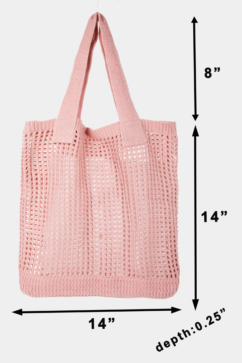 Fame Pointelle Knit Crochet Tote Bag Fame Accessories Ship from USA TikTok USA Trendsi https://www.cyberehub.com