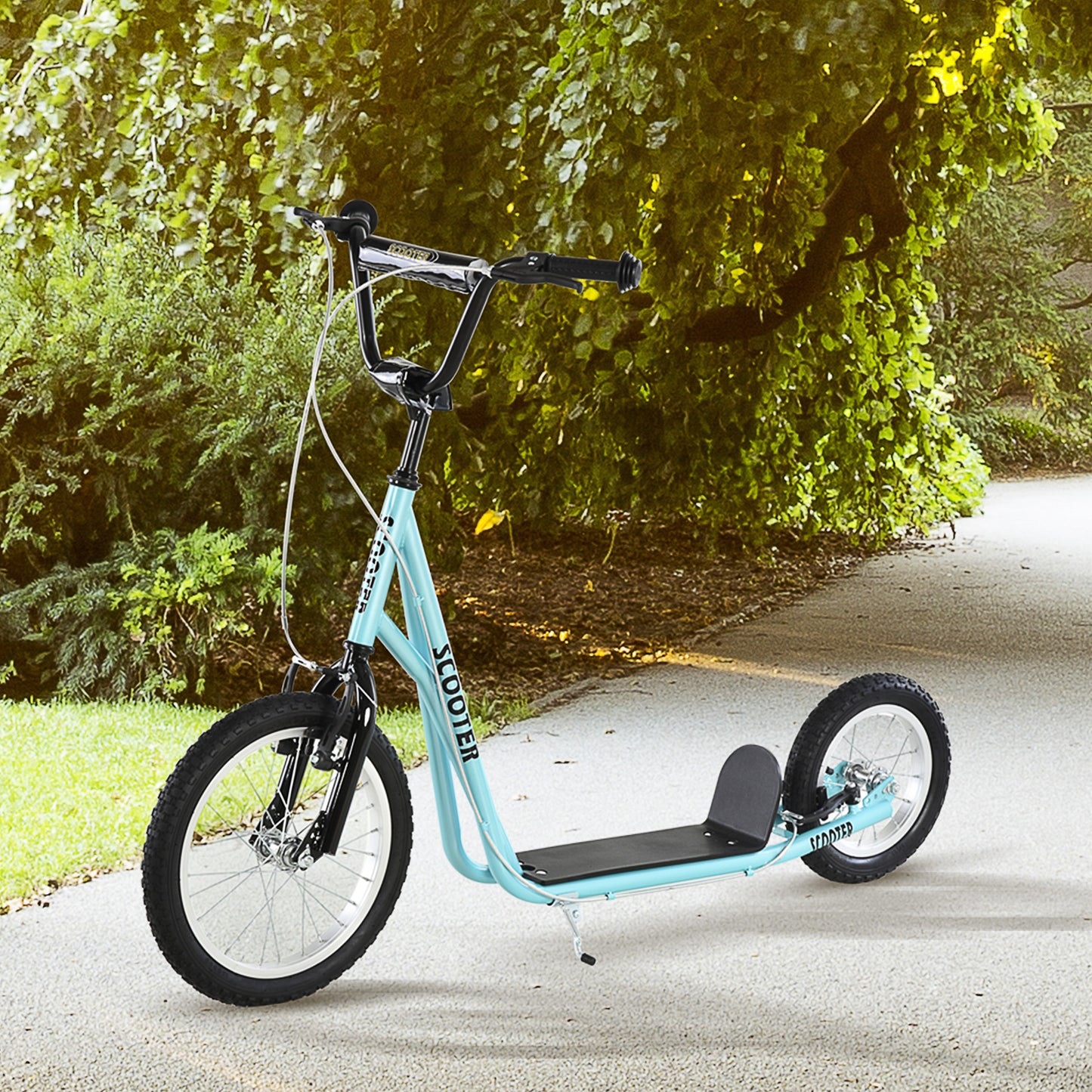 Aosom Youth Scooter, Teens Kick Scooter, Adjustable Handlebar Ride On Toy for 5+ with 16" Front and 12" Rear Dual Brakes Inflatable Wheels, Blue Car Giga GNJ Toys Walmart Giga https://www.cyberehub.com