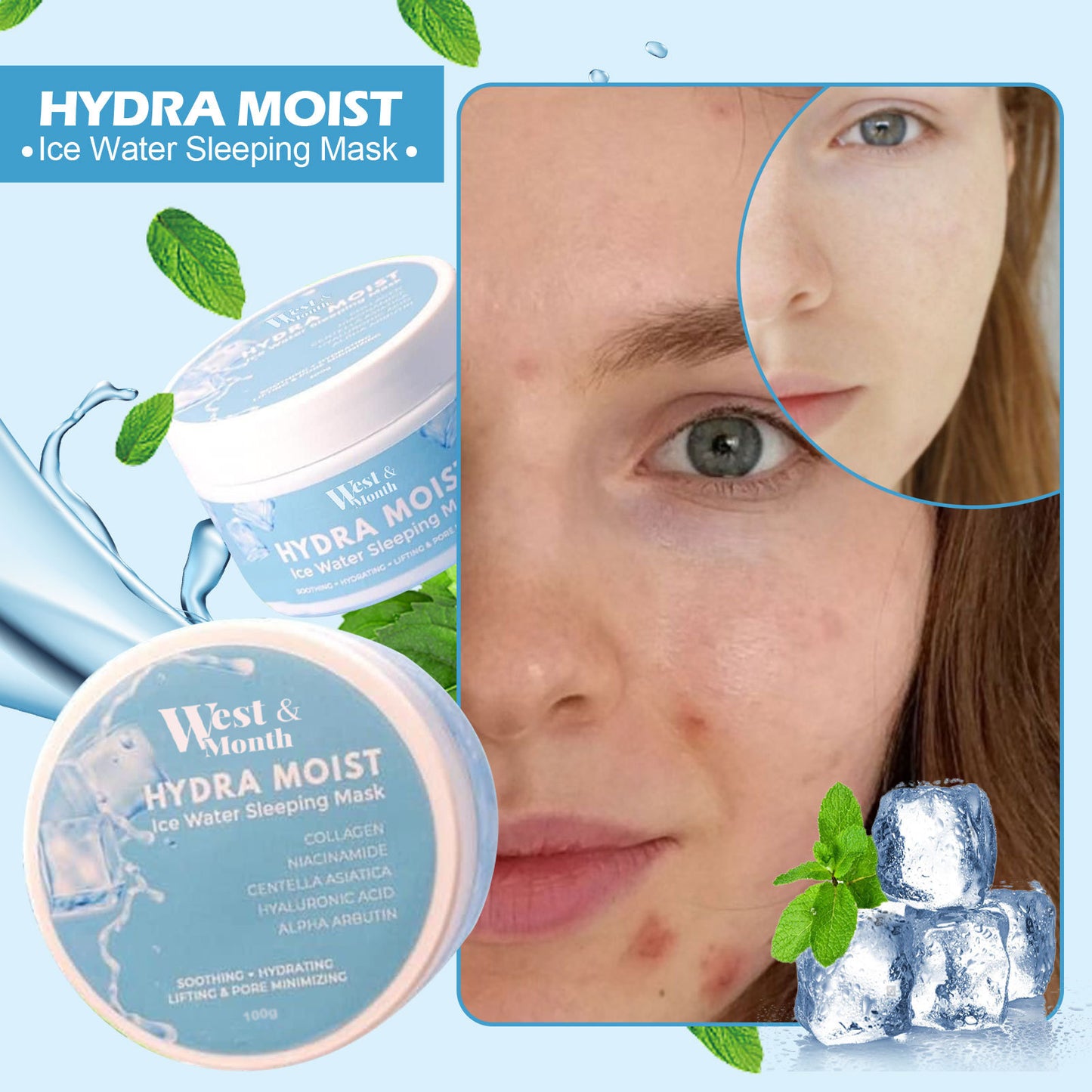 West&Month Radiant Sleep Facial Mask Deep Cleaning Pore Moisturizing Facial Mask Health Beauty CJ USa USPS Muqe https://www.cyberehub.com