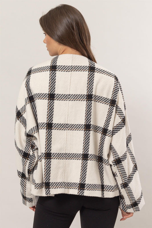 HYFVE Plaid Long Sleeve Jacket with Side Slit Pockets Tops/Jackets/Sweaters Clothing Tops HYFVE Ship from USA TikTok Trendsi USPS Walmart Trendsi https://www.cyberehub.com