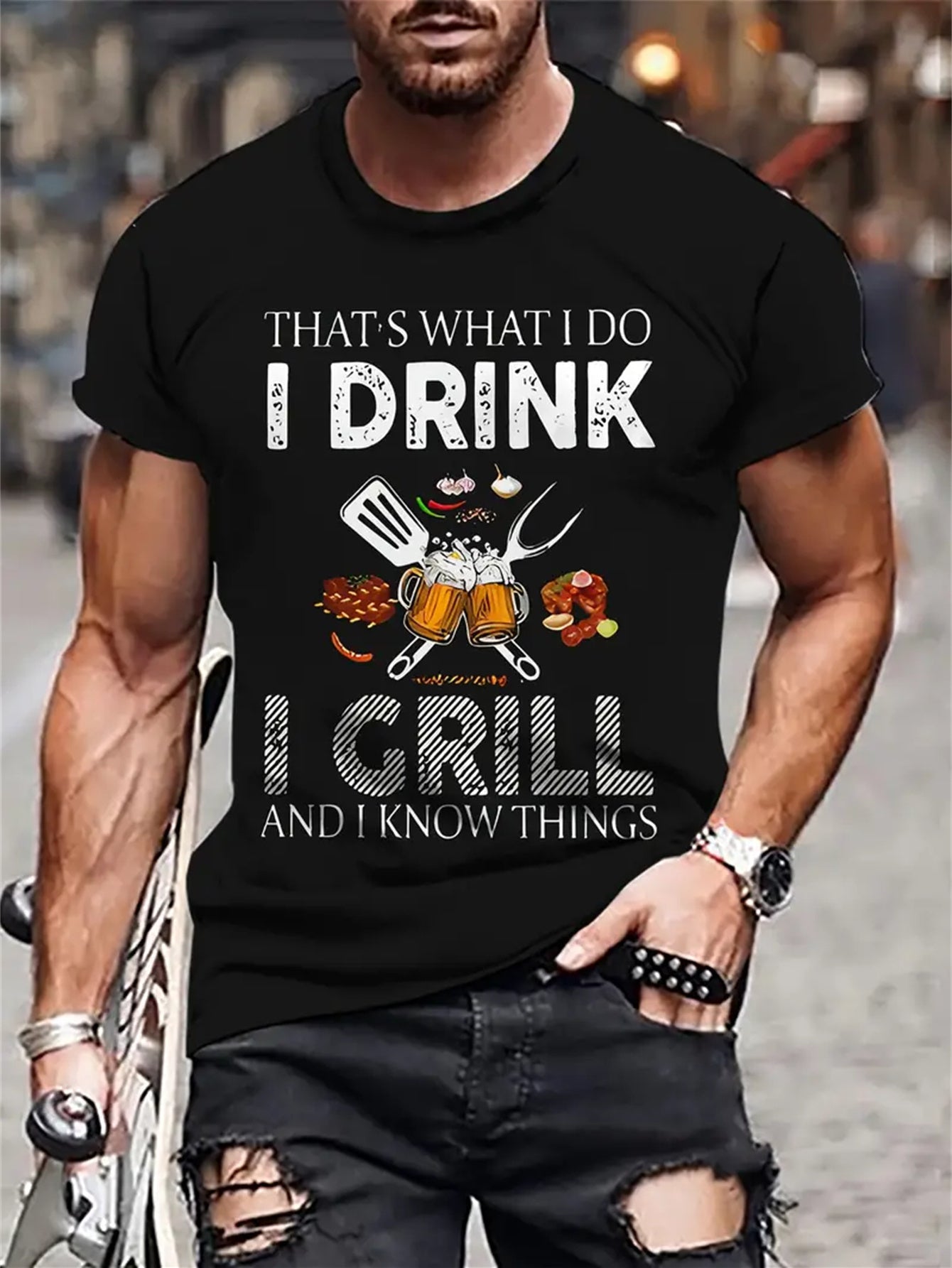Men's Creative Top, Casual Short Sleeved Round Neck T-shirt, Summer Outdoor Casual Suit Apparel/Shirt/Graphic Shirt SNULLO https://www.cyberehub.com