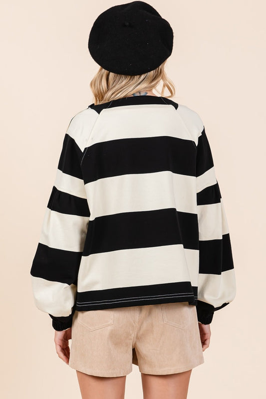 Mittoshop Striped Snap Shoulder Long Sleeve T-Shirt Apparel/Tops Mittoshop Ship from USA TikTok Tops Trendsi USPS Walmart Walmart Apparel Trendsi https://www.cyberehub.com