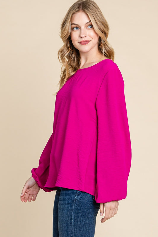 BOMBOM Textured Balloon Sleeve Top Tops/Jackets/Sweaters BOMBOM Clothing Tops Ship from USA TikTok Trendsi USPS Walmart Trendsi https://www.cyberehub.com
