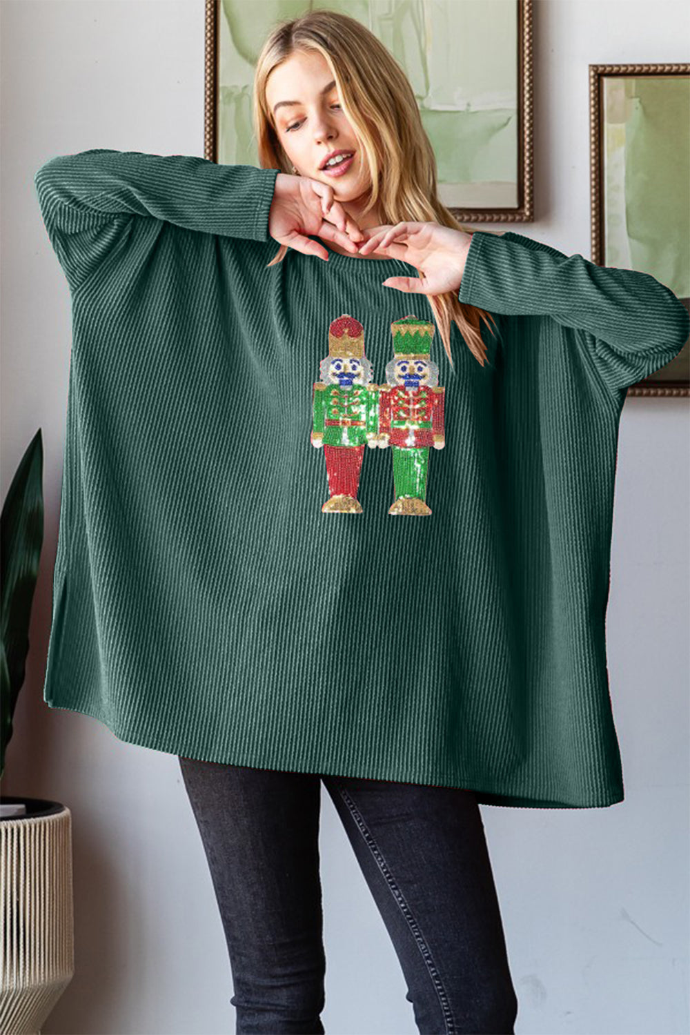 Heimish Sequin Nutcracker Long Sleeve Ribbed Top Tops/Jackets/Sweaters Clothing Tops Heimish Ship from USA TikTok Trendsi USPS Walmart Trendsi https://www.cyberehub.com